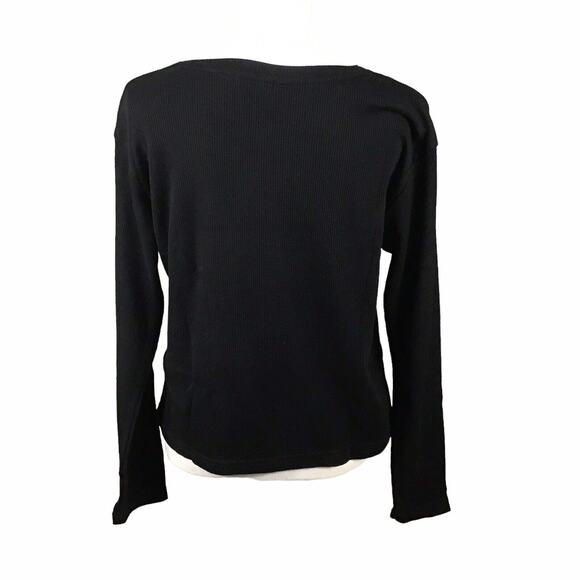 RDI Women’s Large Black Waffle Knit Thermal Crewneck Pullover - Picture 11 of 16